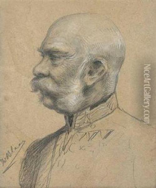 Kaiser Franz Josef - Profilbildnis Oil Painting - Joseph Blaas