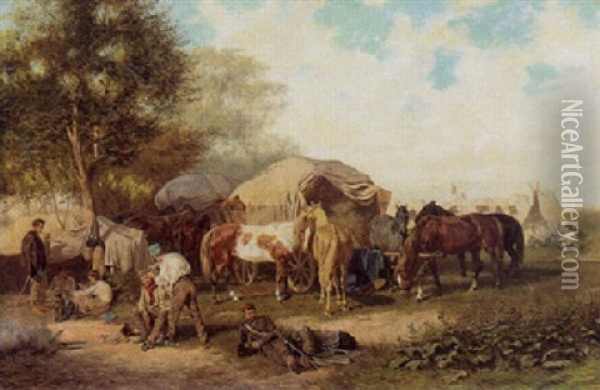 Kavalleristen Im Feldlager Oil Painting - Franz Quaglio