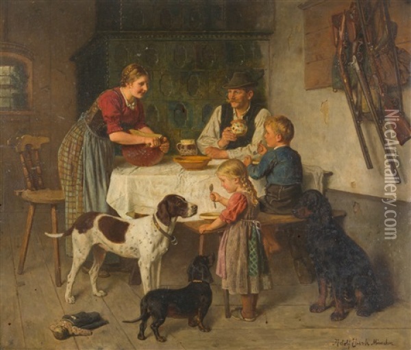 Beneidetes Fruhstuck Oil Painting - Adolf Eberle