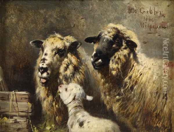 Schafe Und Lamm Oil Painting - Otto Friedrich Gebler