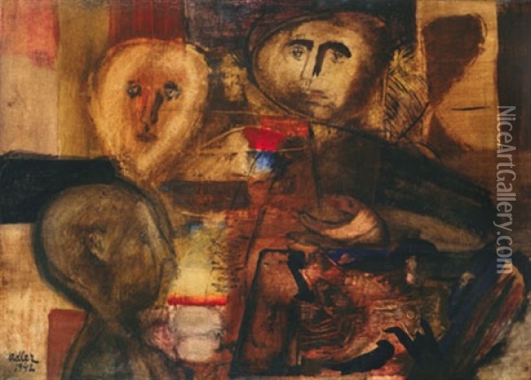 Figures Near A Table Oil Painting - Jankel Adler