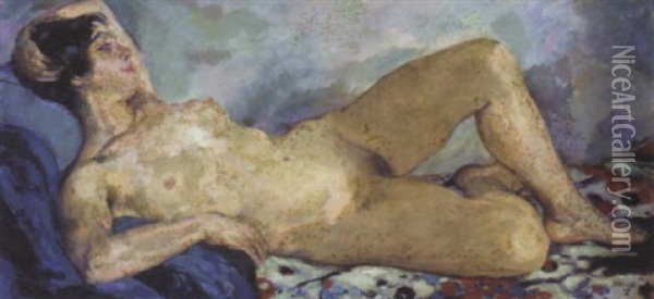 Reclining Nude Oil Painting - Emil Orlik