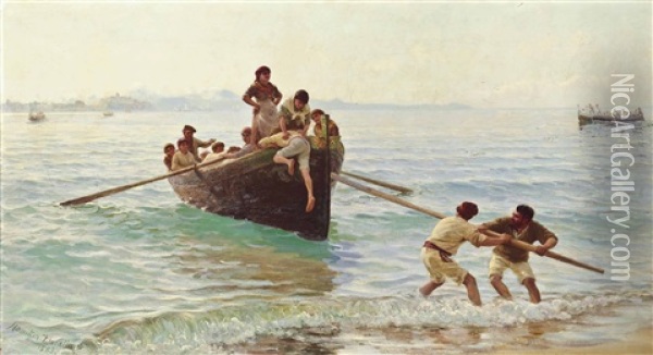The Departing Ferry Oil Painting - Hamilton Macallum