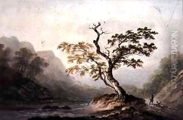 Landscape with River and Mountains Oil Painting - Benjamin Barker