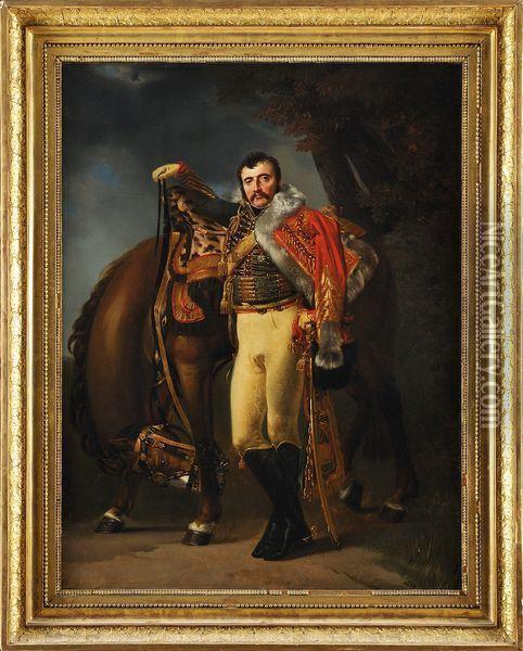 Portrait Du Comteclaude Etienne Guyot, Colonel Des Chasseurs A Cheval De La Gardeimperiale, Chambellan De L'empereur Napoleon 1er Oil Painting - Antoine-Jean Gros