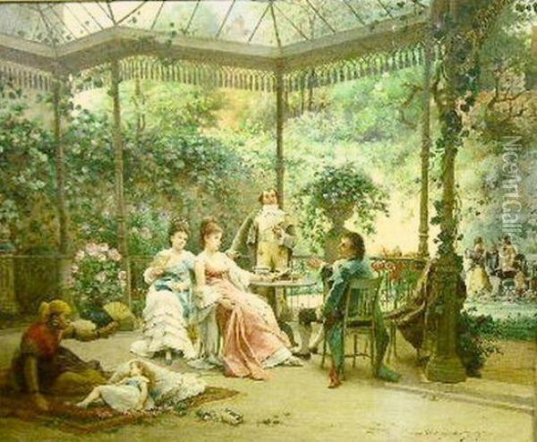 Garden Party Oil Painting - Adrien de Boucherville