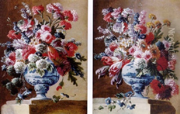 Vase De Fleurs Sur Un Entablement Oil Painting - Gasparo Lopez