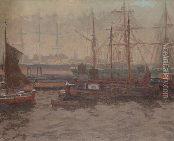 In The Harbour Oil Painting - Jean Paul Kayser