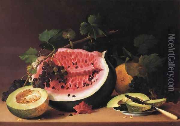 Still Life with Watermelon Oil Painting - James Peale