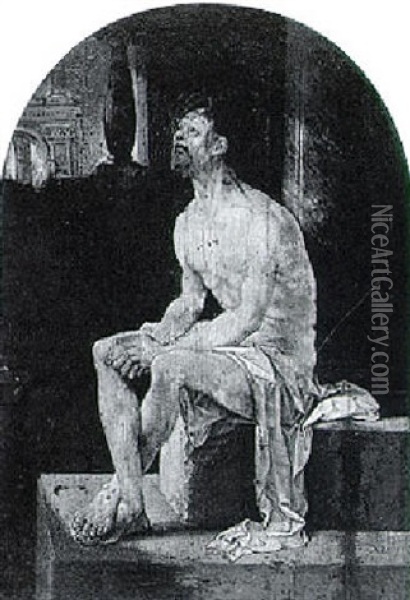 Christ Seated At A Column Oil Painting - Jan Gossaert