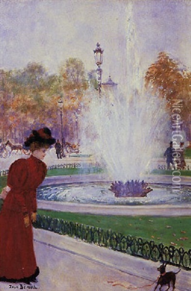 Parisienne Au Rond-point Des Champs-elysees Oil Painting - Jean Beraud