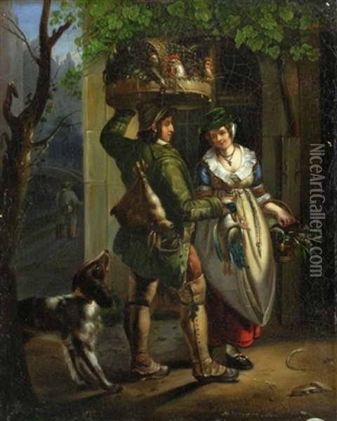 Der Geflugelhandler Oil Painting - Eduard Karl Gustav Lebrecht Pistorius