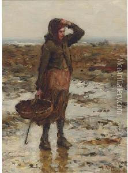 The Mussel Gatherer Oil Painting - Hector Chalmers