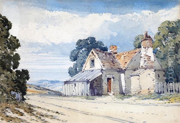 A Roadside Cottage Oil Painting - John Callow