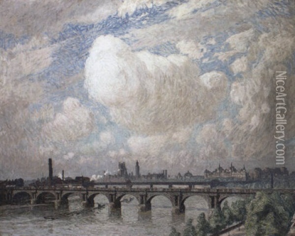 Waterloo Bridge Ensoleille Oil Painting - Emile Claus