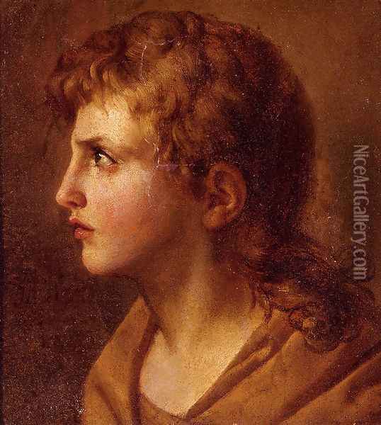 Head Of A Young Man, In Profile Oil Painting - Jean Baptiste Joseph Wicar