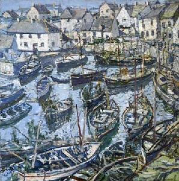 Cornish Harbour Oil Painting - Walter Elmer Schofield