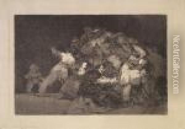 Unas De Gato Y Habito De Beato -
 Disparate General - The Claws Of A Cat And The Dress Of A Devotee ... -
 Allgemeine Torheit Oil Painting - Francisco De Goya y Lucientes