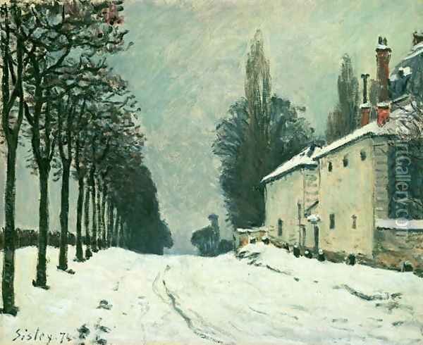 La Route de Louveciennes, Hiver, 1874 Oil Painting - Alfred Sisley