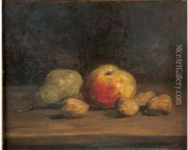 Nature Morte Aux Pommes, Poires Et Noix Oil Painting - Philippe Rousseau
