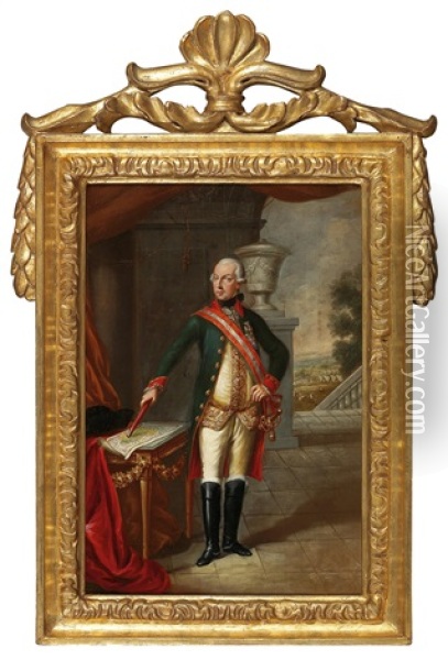 Portrait Of Emperor Joseph Ii As Commander Oil Painting - Johann Georg Weikert