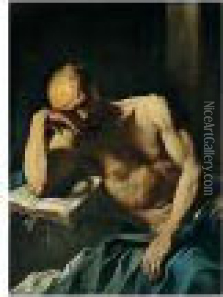 A Philosopher, Probably Seneca Oil Painting - Luca Giordano