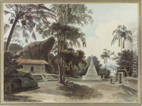 Buddhist Temple, Galle, Mathura Oil Painting - R. Wilson