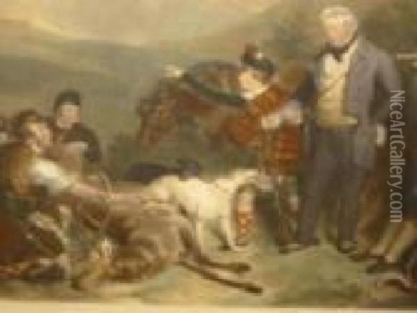 The Death Of A Stag In Glen Tilt Oil Painting - James George Zobel