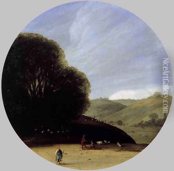 Pastoral Landscape c. 1616 Oil Painting - Goffredo Wals