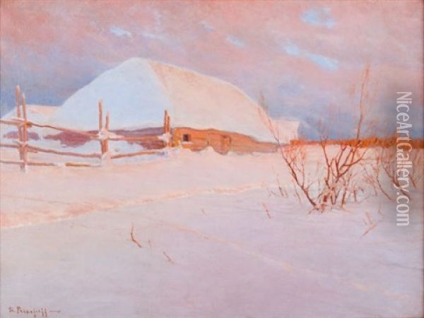 Maison Sous La Neige Oil Painting - Dimitri Von Prokofiev