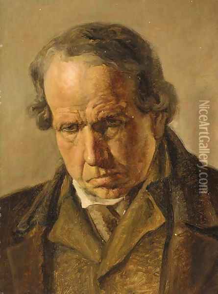 Portrait of a gentleman, traditionally identified as David Cox (1783-1859) Oil Painting - English School