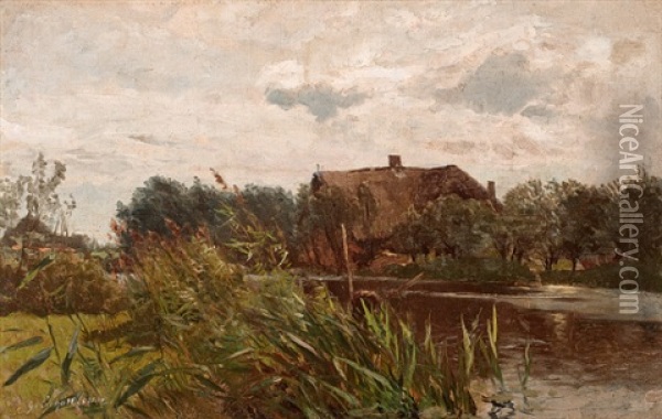 Hollandische Landschaft Oil Painting - Gustav Schoenleber