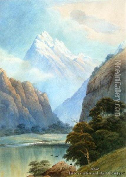 Mt Aspiring, View From Aspiring National Park, Otago Oil Painting - John Barr Clarke Hoyte
