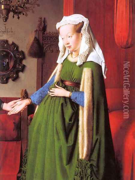 Portrait of Giovanni Arnolfini and his Wife (detail) Oil Painting - Jan Van Eyck