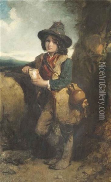 Angelo, A Peasant Boy Of The Roman Campagna Oil Painting - Richard Buckner
