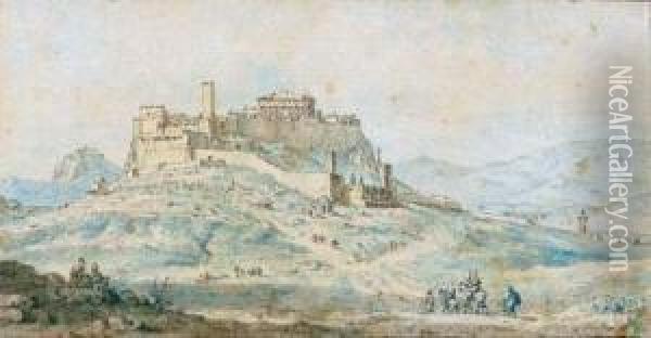 Vue De La Citadelle D'athenes Oil Painting - Jean-Baptiste Hilaire