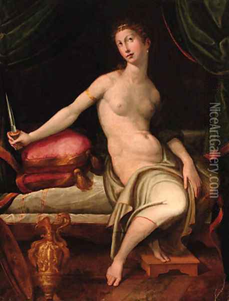 Lucretia 2 Oil Painting - Girolamo Francesco Maria Mazzola (Parmigianino)