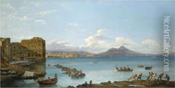 Bay Of Naples Oil Painting - Pietro Della Valle