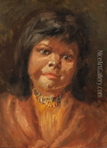 Portrait Of An Indian Girl Oil Painting - Elbridge Ayer Burbank