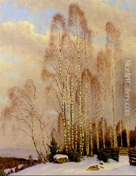 Tidig Var Oil Painting - Gustaf Fjaestad