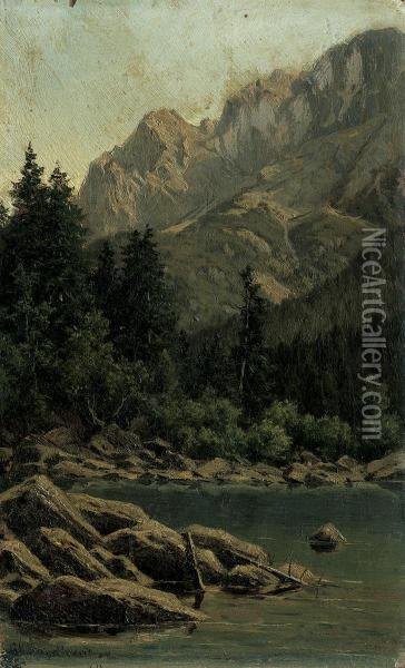 Gebirgsbach; Bergsee Oil Painting - Georg Hermann Engelhardt