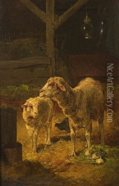 Sheep Oil Painting - Frans Van Leemputten
