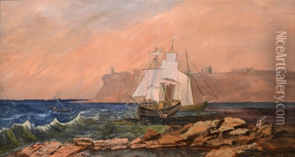Ships Along The Coast Oil Painting - Allan (Arthur) Rutherford Wilber
