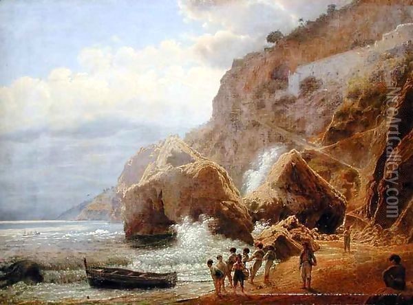 Italian Coastal Landscape Oil Painting - Jakob Alt