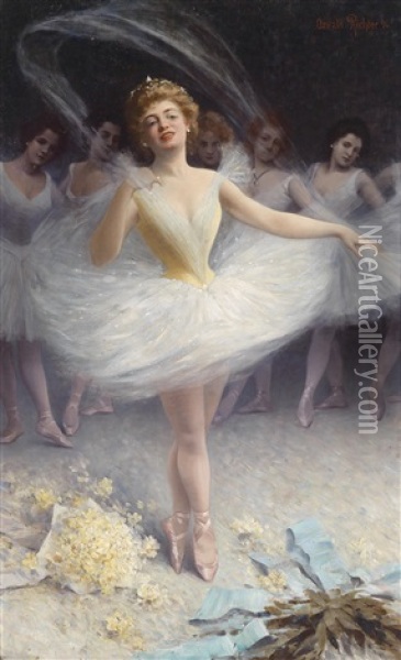 Ballerinas Nach Der Auffuhrung Oil Painting - Oswald Richter