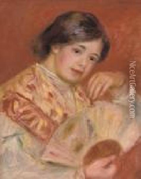 La Femme A L'eventail Oil Painting - Pierre Auguste Renoir