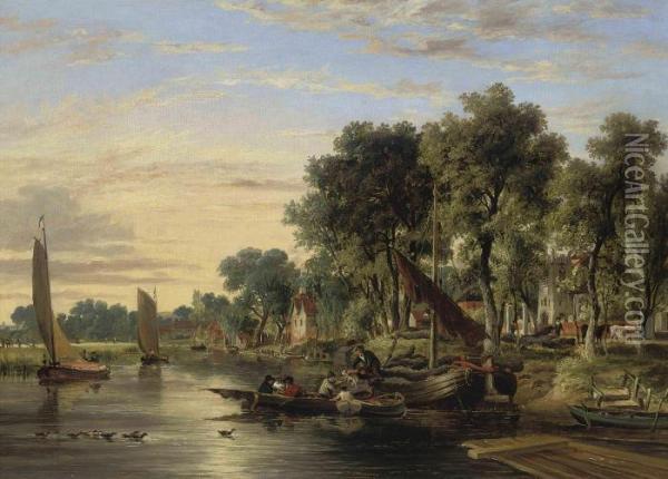 On The River Yare Near Thorpe Church Oil Painting - James Stark