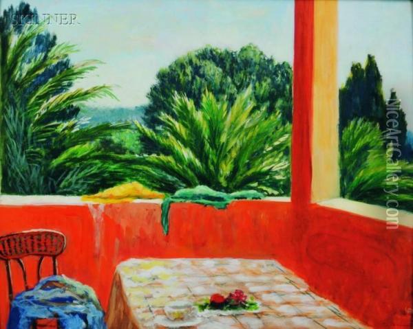 Terrace View Oil Painting - Frank Simon Herrmann