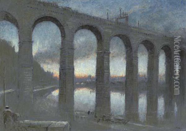 Berwick On Tweed, The Rail Oil Painting - Albert Goodwin