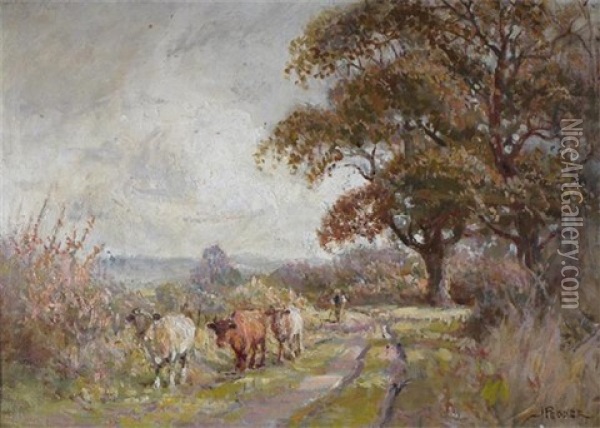 Ploughing Scene (+ Another; Pair) Oil Painting - John Pedder